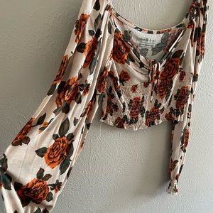 Urban outfitters long sleeve floral crop top